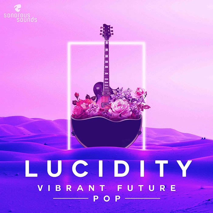 cover of the sample pack lucidity showing flowers and a guitar