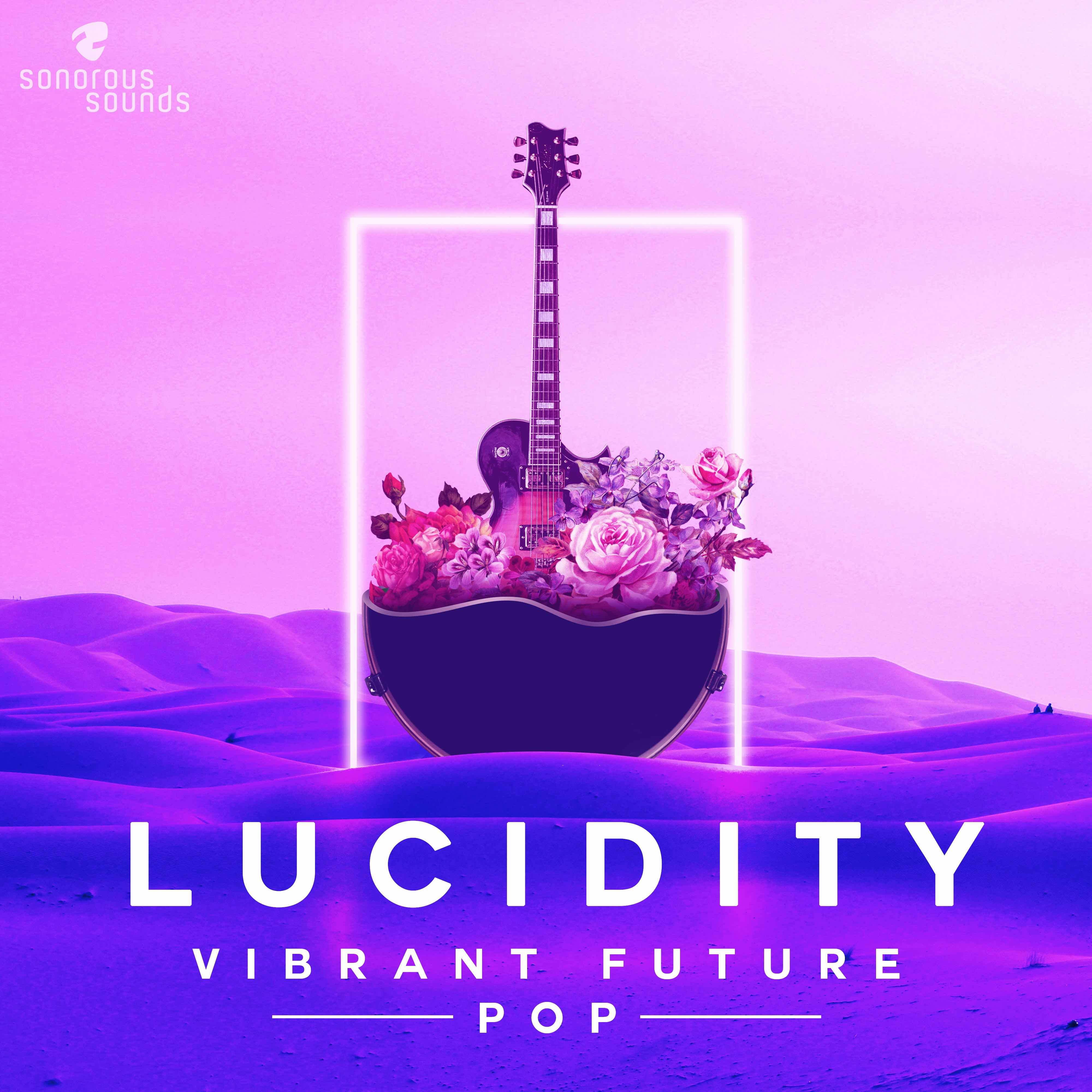 cover of the sample pack lucidity showing flowers and a guitar